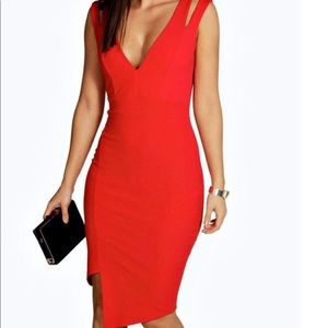 Serena cut out asymmetric bodycon dress